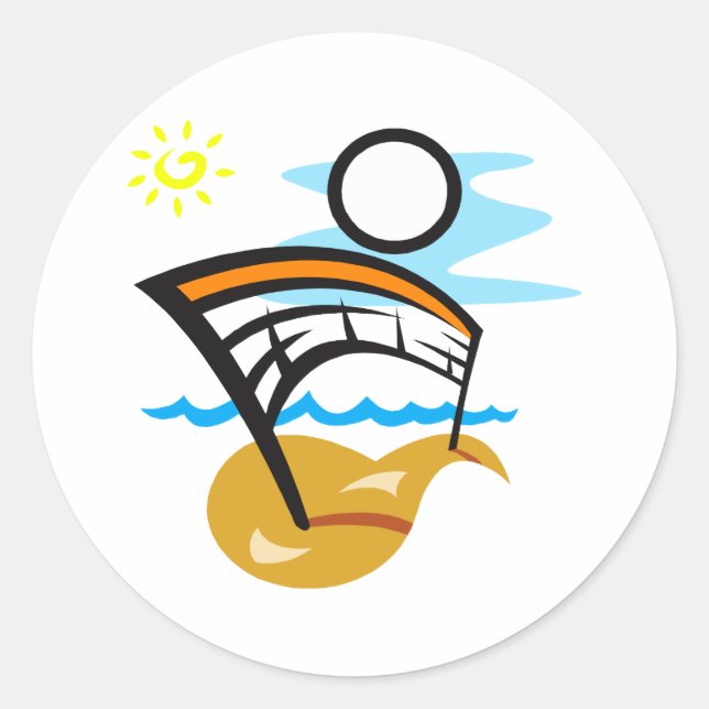 Volleyballnetz und Ball Runder Aufkleber (Vorderseite)