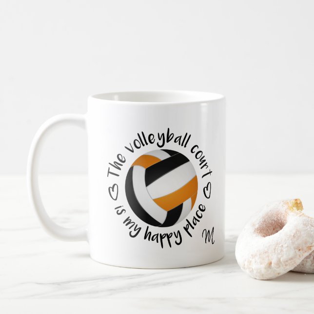 Volleyballplatz in schwarz-orange kaffeetasse (Mit Donut)