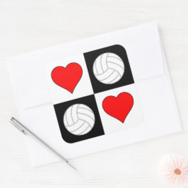 Volleyballs & Herz Niedliches Muster Quadratischer Aufkleber