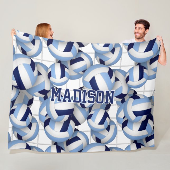 Volleyballs Muster w net bkgrd navvt lt blau Fleecedecke (Beispiel)
