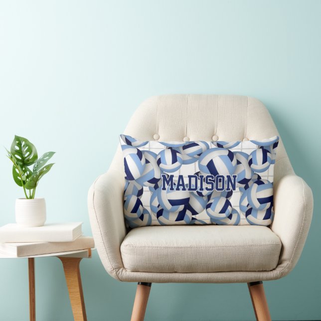 Volleyballs Muster w net bkgrd navvt lt blau Lendenkissen (Stuhl )