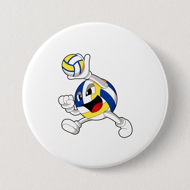 Volleyballspieler mit Volleyball Button (Vorderseite)
