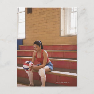 Volleyballspieler mit Volleyball Postkarte