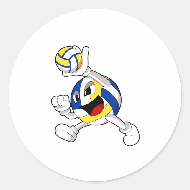 Volleyballspieler mit Volleyball Runder Aufkleber (Vorderseite)