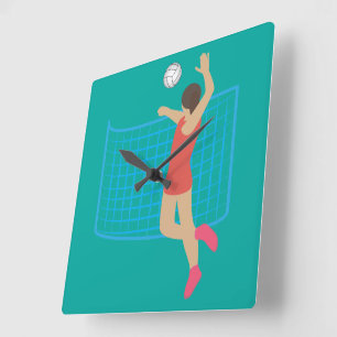 Volleyballspieler Quadratische Wanduhr