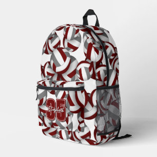 Volleyballsportarten Maroon graue Mannschaftsfarbe Bedruckter Rucksack