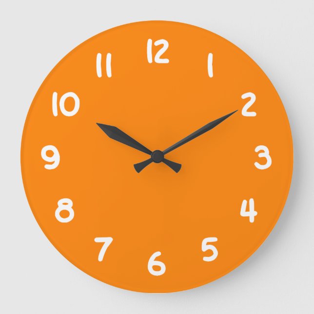 Vollfarbige Orange Große Wanduhr (Vorderseite)