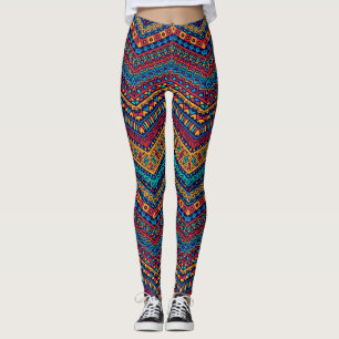 Vollfarbige Zigzag Geometrische Muster Leggings