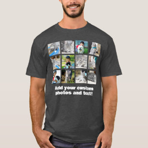 Vollfarbiger Mosaik-Collage-T - Shirt mit 12 Fotos