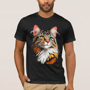 Vollfarbiges Katzen-Gesicht-T-Shirt Lebendige Fe T-Shirt