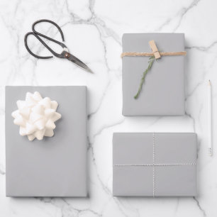 Vollfarbiges Silber Geschenkpapier Set
