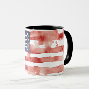 Vollflächige Wasserfarben-Flagge der USA, 4. Juli Tasse