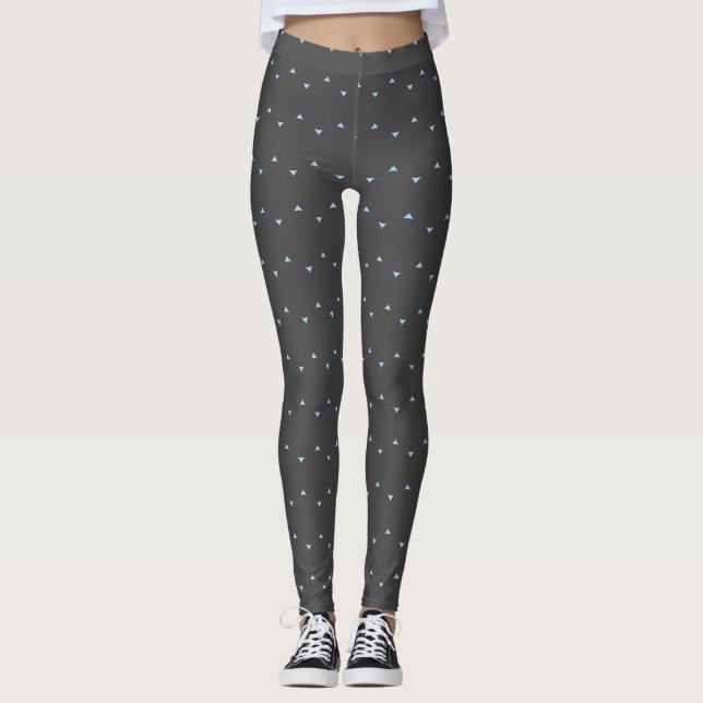 Vollgrau-blaues Dreieck Leggings (Vorderseite)