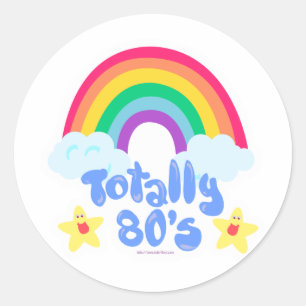 Völlig 80er Regenbogen Runder Aufkleber