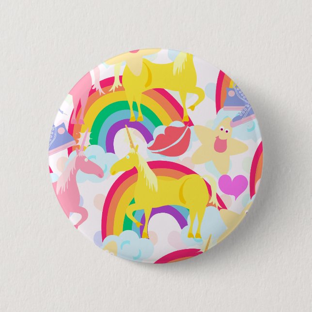 Völlig Achtziger Einhorn Regenbogen Explosion Button (Vorderseite)