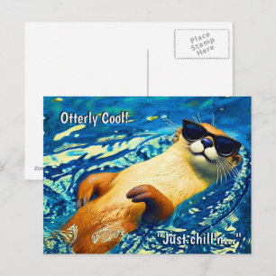 Völlig cool! - Flussotter lustiges Design Postkarte