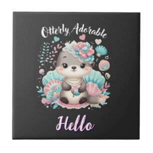 Völlig entzückender süßer Kawaii-Otter Fliese