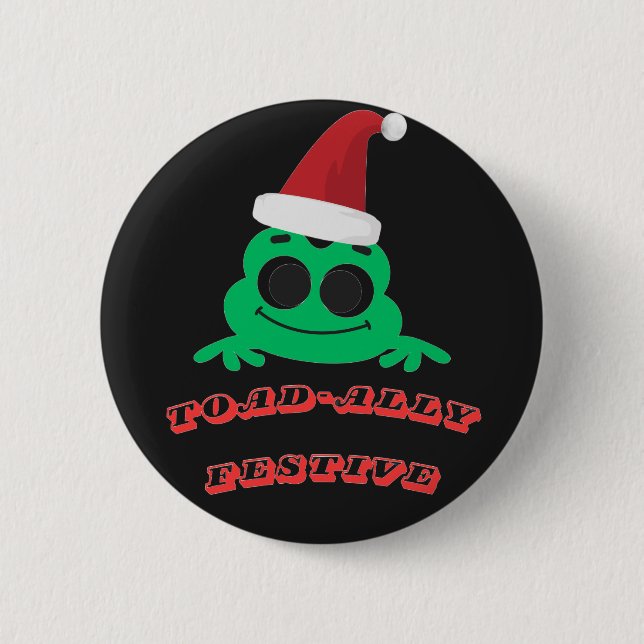 Völlig festlicher Weihnachtsfrosch _ Süße Feiertag Button (Vorderseite)