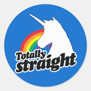 VÖLLIG GERADE UNICORN - WEISS -.png Runder Aufkleber