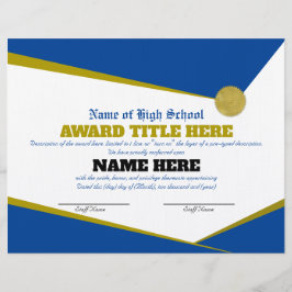 Völlig individualisierbares SPORTS Award Zertifika Briefbogen