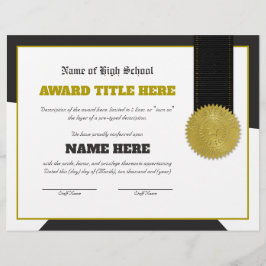 Völlig individualisierbares SPORTS Award Zertifika Briefbogen