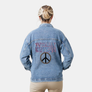 Völlig Retro-Friedenszeichen Rot Weiß Blau Jeansjacke