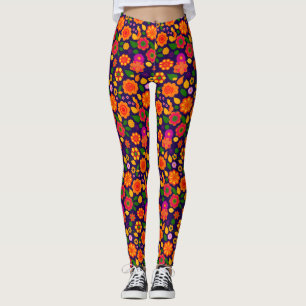 Völlig wilde Blumen im Stil der 1970er Jahre Leggings