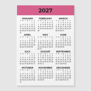 Volljahresansicht 2027 Himbeer Magnetkalender Magnetkarte