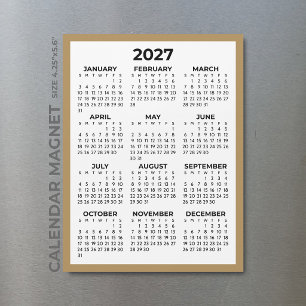 Volljahresansicht 2027 Magnetkalender Goldrand Magnetkarte