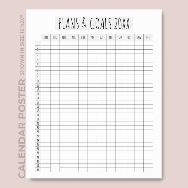Volljahreskalender-Skript Pläne & Ziele Planer Poster (Von Creator hochgeladen)