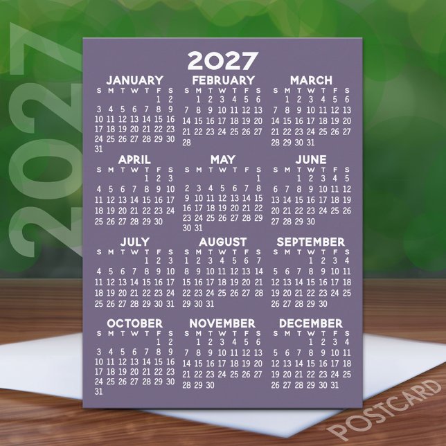 Volljähriger Ansichtskalender - Basishöchstbetrag Postkarte (2027 Calendar on a Postcard)