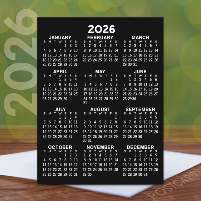 Volljähriger Ansichtskalender - Grundlegende Minim Postkarte (2026 Calendar Postcard)