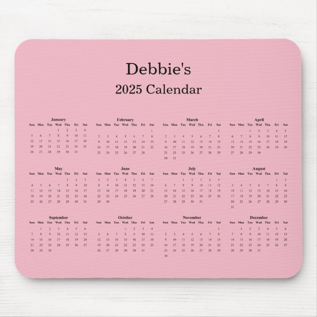 Volljähriger Kalender 2025 Mousepad (Vorne)