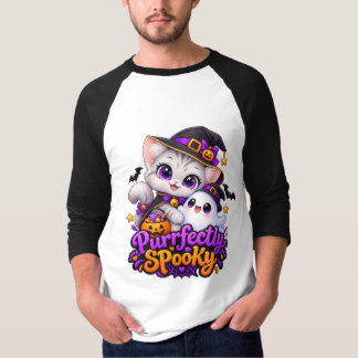 Vollkommen gruseliger Halloween-Katzen-Raglan-Pull T-Shirt