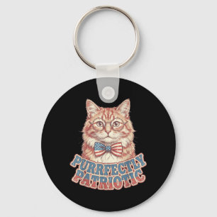 Vollkommen patriotische Katze vintage 4. Juli Schlüsselanhänger