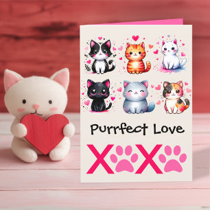 Vollkommene Liebe Süße Katzen Valentinstag Thema Feiertagskarte