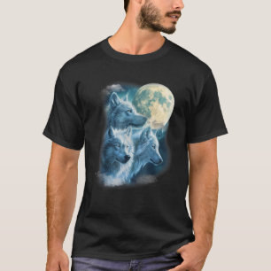 Vollmond 3 Weißer Wolf Wölfe Schön Eisig Tier T-Shirt