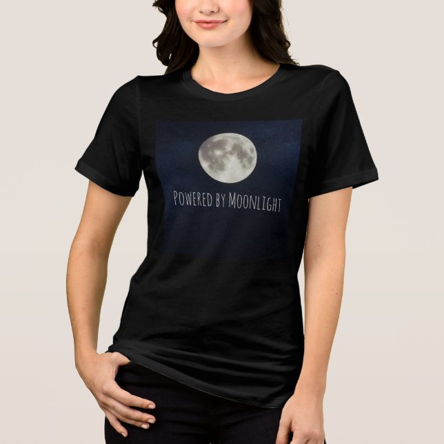 Vollmond, angetrieben durch Mondlicht Tri-Blend Shirt (Vorderseite)