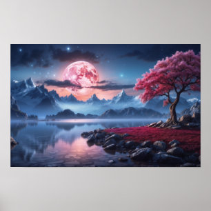 Vollmond Art Night Sky Poster Art