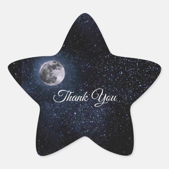 Vollmond Astrologie Stars Celestial Blue White Stern-Aufkleber (Vorderseite)