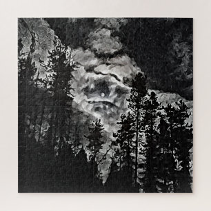 Vollmond auf einem bewölkten Nachtposter Abstrakte Puzzle