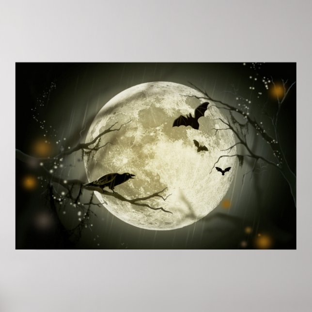 Vollmond auf Halloween-Poster Poster (Vorne)