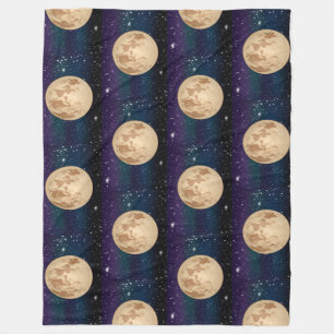 Vollmond auf Starry Night Hand gezogen Fleecedecke