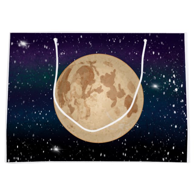 Vollmond auf Starry Night Hand gezogen Große Geschenktüte (Vorderseite)