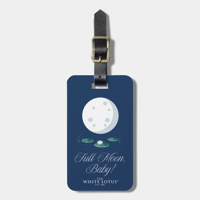 Vollmond, Baby! - Der weiße Lotus Gepäckanhänger (Vorderseite vertikal)