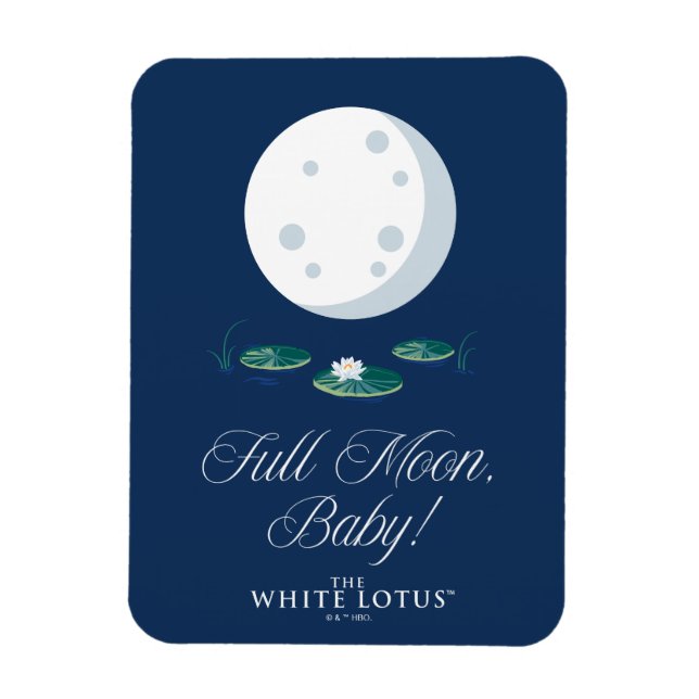Vollmond, Baby! - Der weiße Lotus Magnet (Vertikal)