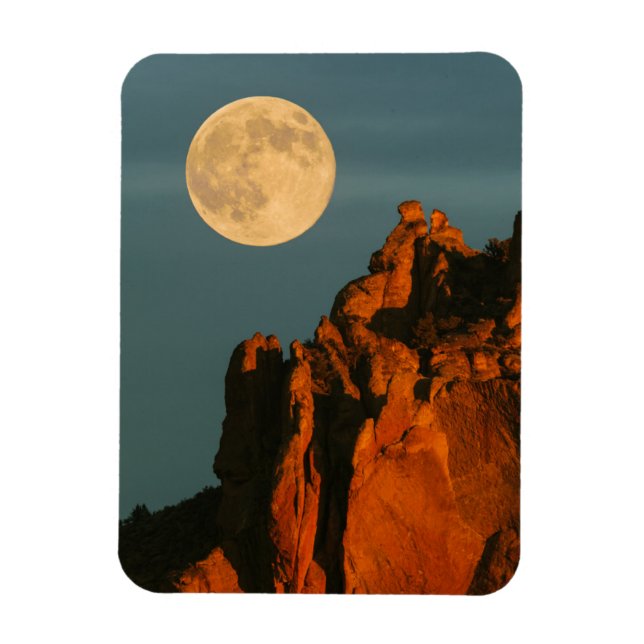 Vollmond | Basalt Cliffs Smith Rock Staat Park Magnet (Vertikal)