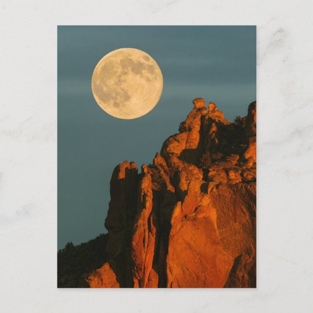 Vollmond | Basalt Cliffs Smith Rock Staat Park Postkarte (Vorderseite)