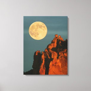 Vollmond Basaltklippen Smith Rock State Park Leinwanddruck