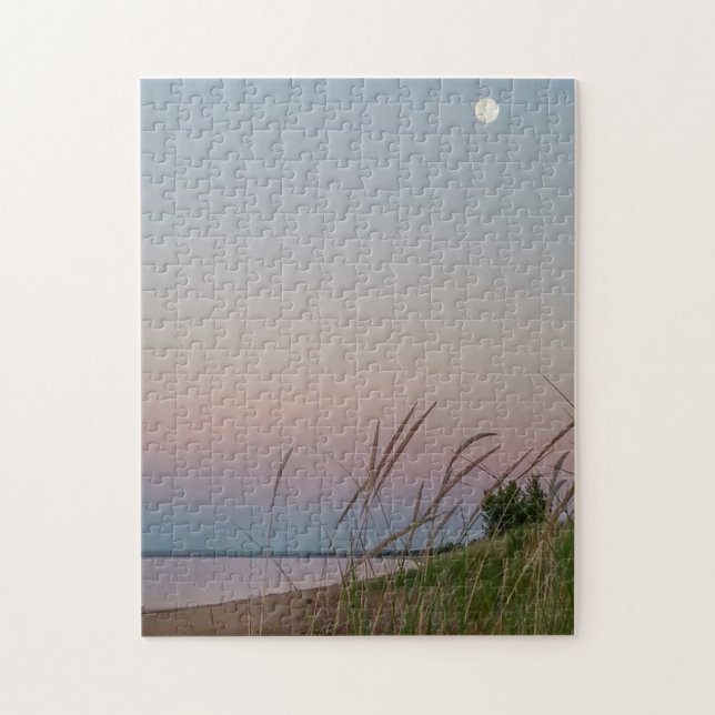 Vollmond Beach Sanddünen Abend Light Puzzle (Vertikal)